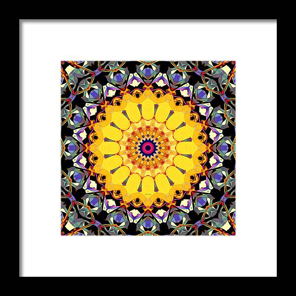 Mandala Framed Print featuring the digital art Golden Mandala Abstract by Phil Perkins
