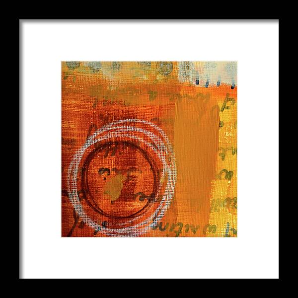 Gold Abstract Painting Framed Print featuring the painting Golden Marks 11 by Nancy Merkle