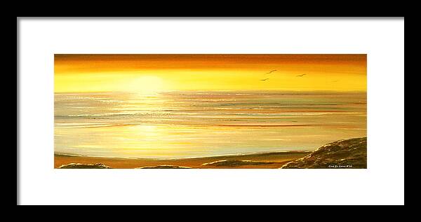 Brown Framed Print featuring the painting Golden Panoramic Sunset by Gina De Gorna