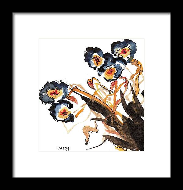 Ink Painting. Sumi-e Framed Print featuring the painting Golden Rods Dancing by Casey Shannon