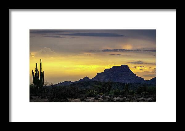 Sunset Framed Print featuring the photograph Golden Skies Over Red Mountain by Saija Lehtonen