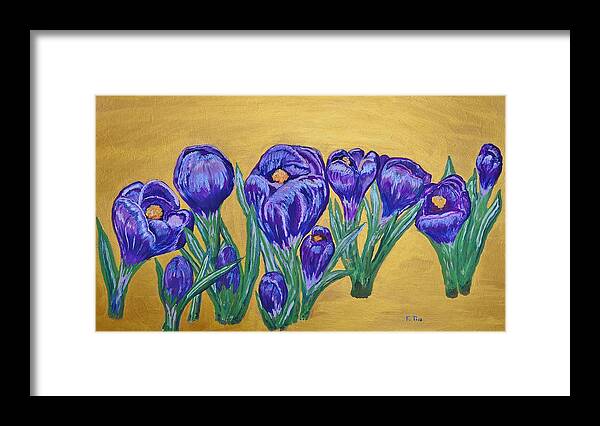 Flowers Framed Print featuring the painting Golden Spring by Felicia Tica