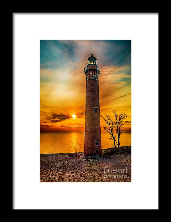 Great Lake Framed Print featuring the photograph Golden Sunset At Little Sable by Nick Zelinsky Jr