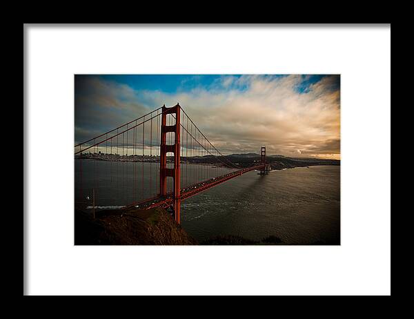 Golden Gate Bridge Framed Print featuring the photograph Golden Sunset by Patrick Flynn