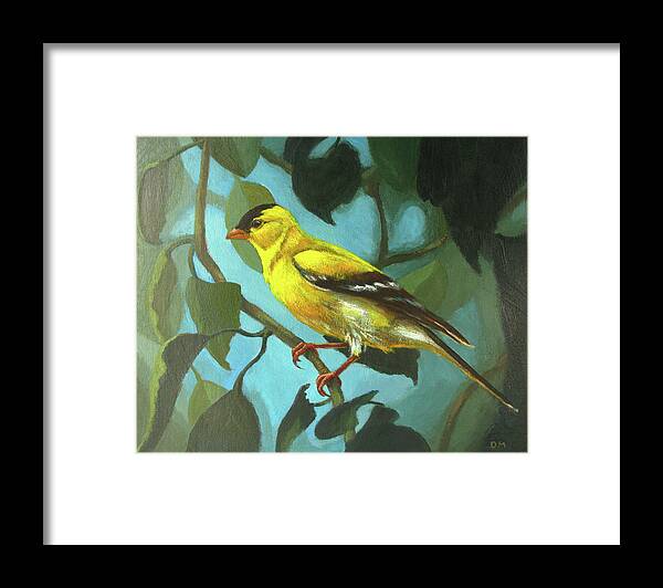 Yellow Framed Print featuring the painting Goldfinch by Don Morgan