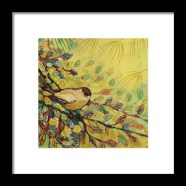 Bird Framed Print featuring the painting Goldfinch Waiting by Jennifer Lommers