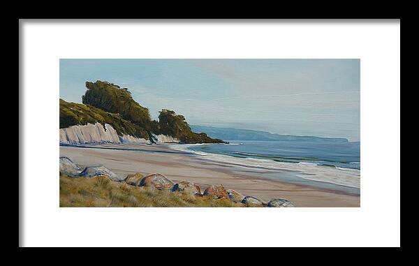 Goleta Beach Framed Print featuring the painting Goleta Beach February 74 degrees by Jeffrey Campbell