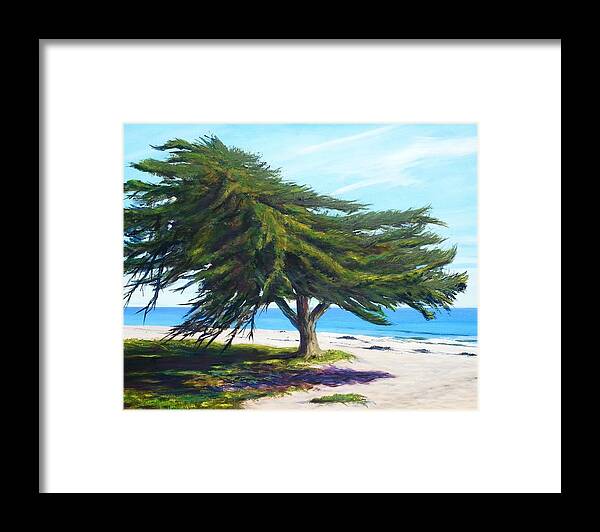 Santa Barbara Framed Print featuring the painting Goleta Beach Oasis.TREE WASHED AWAY by Jeffrey Campbell
