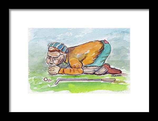 Hot Air Framed Print featuring the painting Golfer with Hot Air by Julie Maas