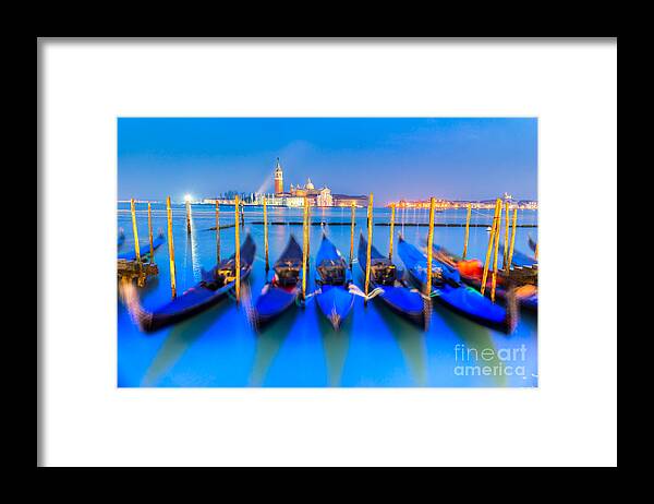 Italy Framed Print featuring the photograph Gondolas in Venice - Italy by Luciano Mortula