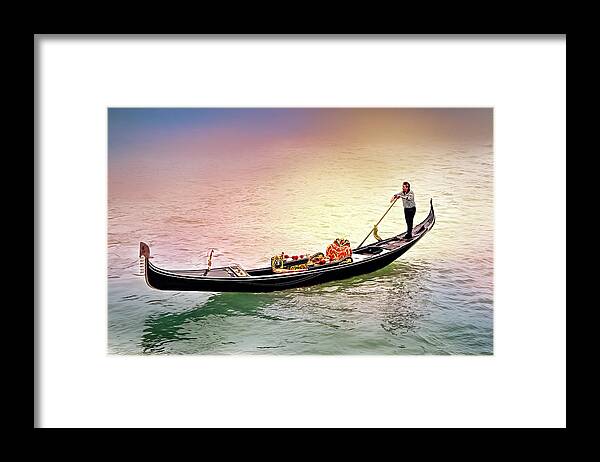 Adriatic Framed Print featuring the photograph Gondolier by Maria Coulson