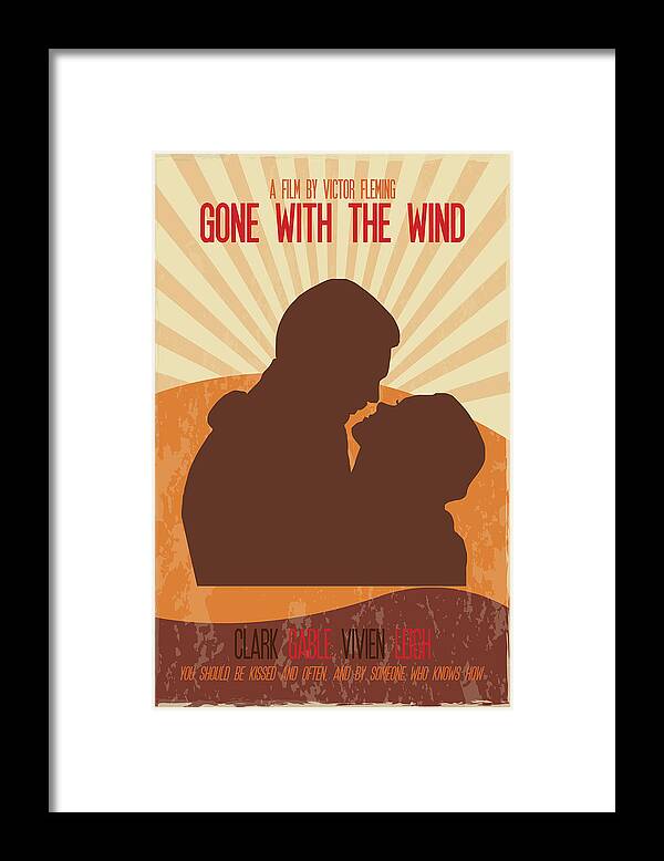 Gone With The Wind Framed Print featuring the painting Gone With The Wind Poster Print - You Should Be Kissed And Often And By Someone Who Knows How by Beautify My Walls