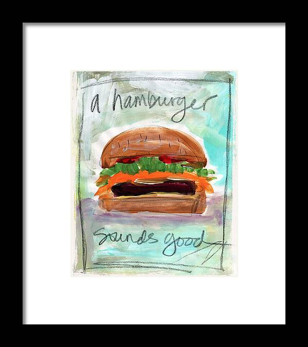 Hamburger Framed Print featuring the painting Good Burger by Linda Woods