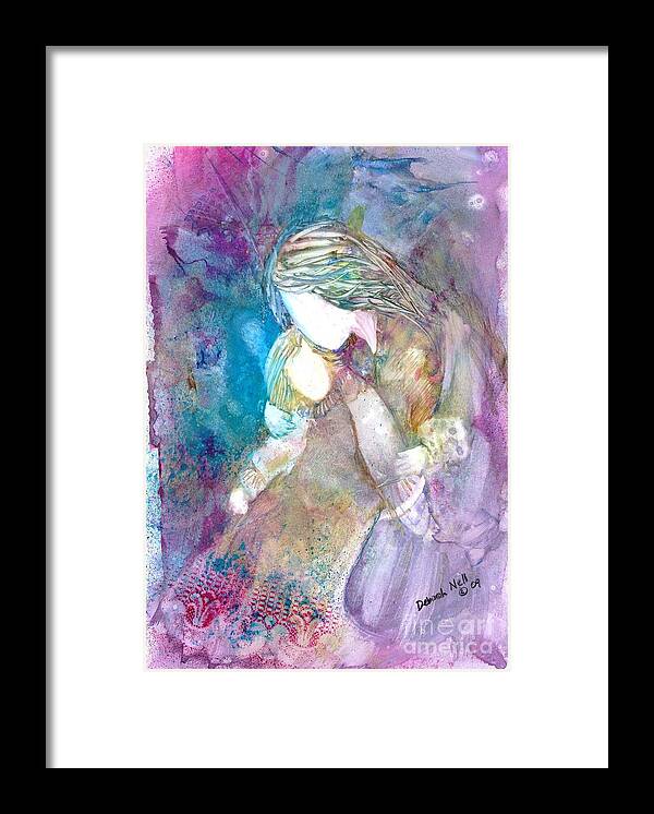 Mother And Daughter Framed Print featuring the painting Goodnight Kiss by Deborah Nell