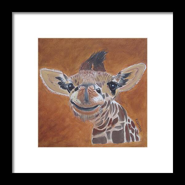 Pets Framed Print featuring the painting Goofy Giraffe by Kathie Camara