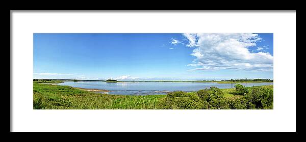 Panorama Framed Print featuring the photograph Gordons Pond Panorama - Cape Henlopen State Park - Delaware by Brendan Reals