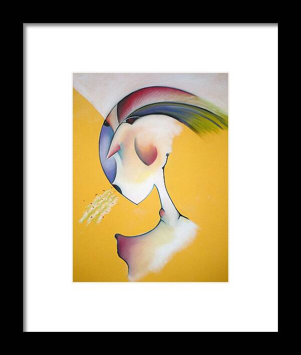 Abstract Face Framed Print featuring the pastel Gossip by Tracey Levine
