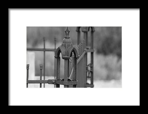 Gothic Ornamental Fence In Boothill Framed Print featuring the photograph Gothic Ornamental Fence in Boothill by Colleen Cornelius
