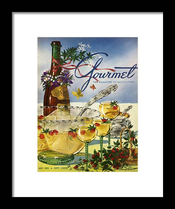 Illustration Framed Print featuring the photograph Gourmet Cover Featuring A Bowl And Glasses by Henry Stahlhut