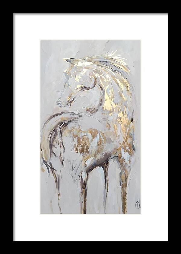 Modern Horse Contemporary Original Equestrian Framed Print featuring the painting Grace by Heather Roddy