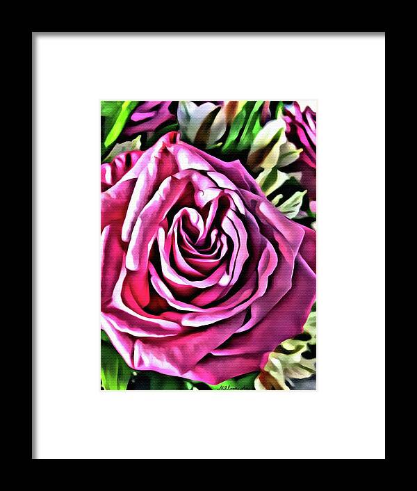 Pink Rose Framed Print featuring the painting Gracious Rose by Marian Lonzetta