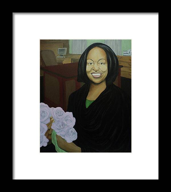 Black Framed Print featuring the painting Graduate Beauty by Angelo Thomas