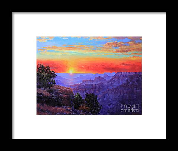 Grand Canyon Framed Print featuring the painting Grand Canyon Sunset by Gary Kim