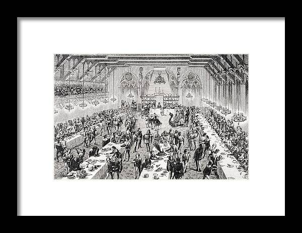Historical Framed Print featuring the drawing Grand Ceremonial Banquet At The French by Vintage Design Pics
