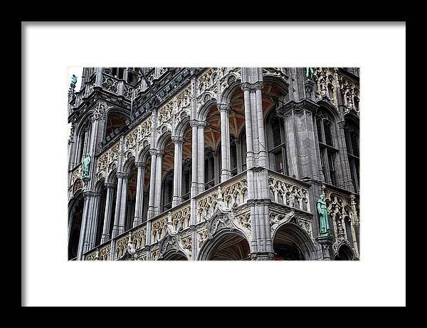 Grand Place Brussels Building Detail Framed Print featuring the photograph Grand Place Brussels Building Detail by Georgia Clare