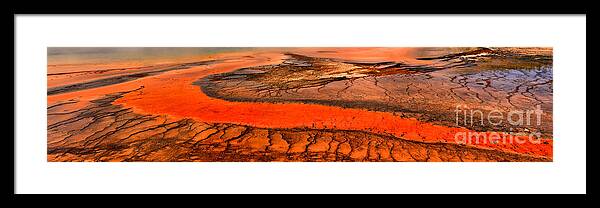 Grand Prismatic Framed Print featuring the photograph Grand Prismatic Bacterial Mat Panorama by Adam Jewell