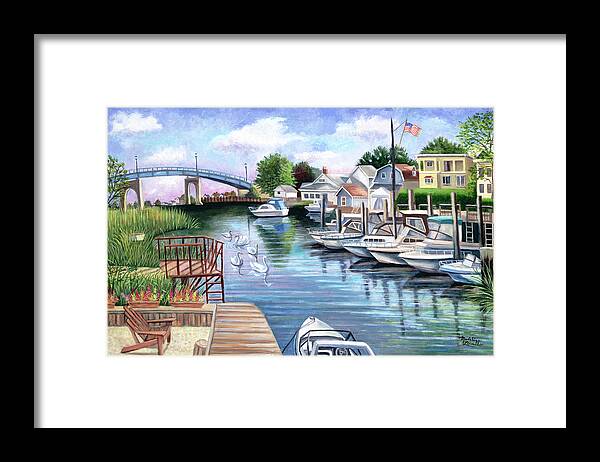 Water Scene Framed Print featuring the painting Grand View Of Hamilton Beach by Madeline Lovallo