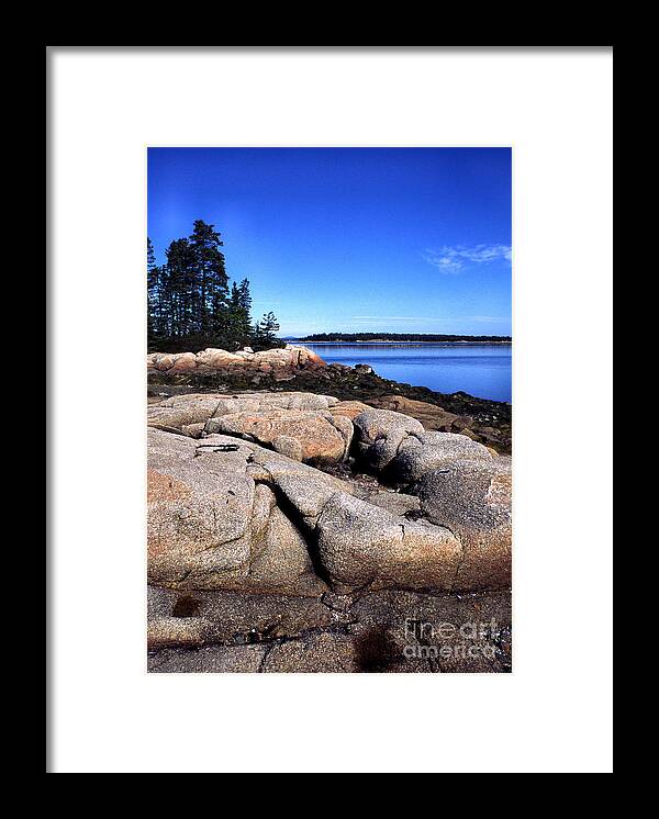 Deer Isle Framed Print featuring the photograph Granite Shoreline Deer Isle Maine by Thomas R Fletcher