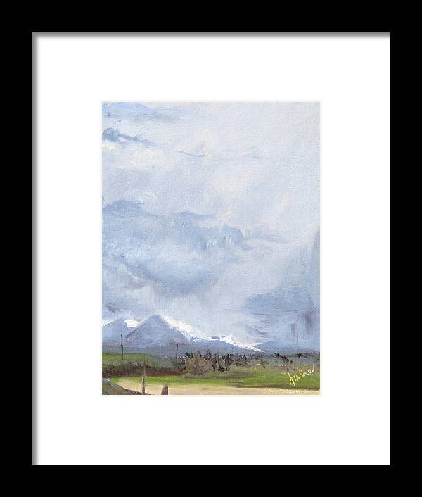Sky Framed Print featuring the painting Grantsville Skies by Nila Jane Autry