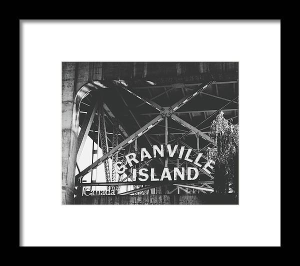 Granville Island Framed Print featuring the photograph Granville Island Bridge Black and White- by Linda Woods by Linda Woods