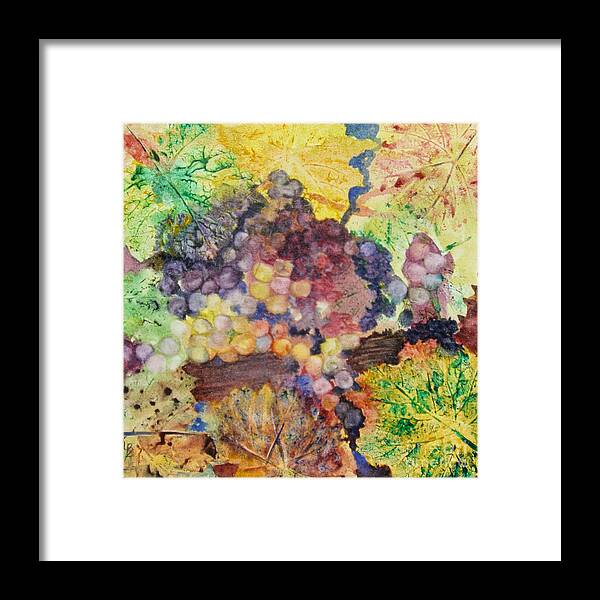 Grapes Framed Print featuring the painting Grapes and Leaves II by Karen Fleschler
