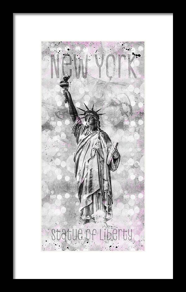New York Framed Print featuring the photograph Graphic Art NEW YORK CITY Statue of Liberty by Melanie Viola