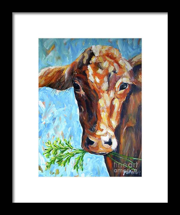 Cow Framed Print featuring the painting Grassfed by JoAnn Wheeler