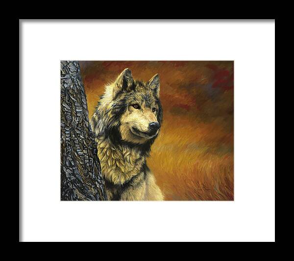 Wolf Framed Print featuring the painting Gray Wolf by Lucie Bilodeau