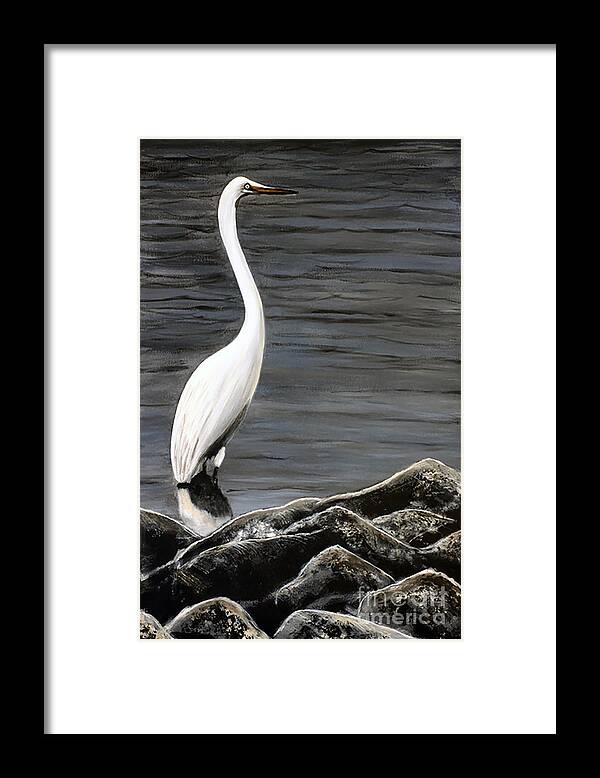 Egret Framed Print featuring the painting Great Egret by Patrick Dablow