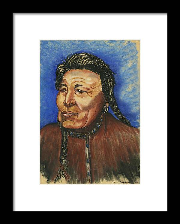 Native American Framed Print featuring the pastel Great Grandfather by Laura Brightwood