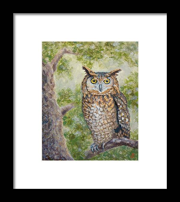 Wildlife Framed Print featuring the painting Great Horned Owl by Joe Bergholm