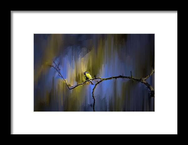 Great Tit Framed Print featuring the photograph Great tit on branch #h3 by Leif Sohlman