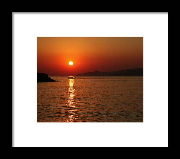 Sunrise Framed Print featuring the photograph Greek sunrise by Paul Cowan