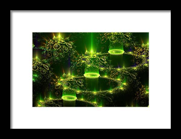 Elena Riim Framed Print featuring the digital art Green Abstraction by Elena Riim