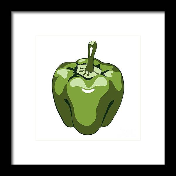 Pepper Framed Print featuring the digital art Green Bell Pepper by MM Anderson
