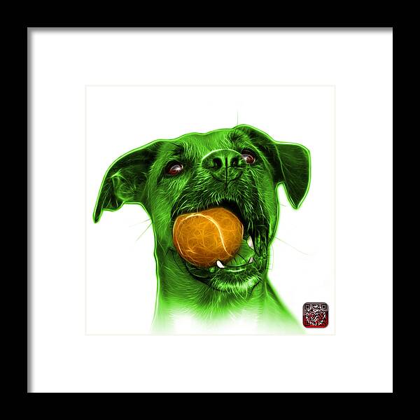 Dog Framed Print featuring the mixed media Green Boxer Mix Dog Art - 8173 - WB by James Ahn