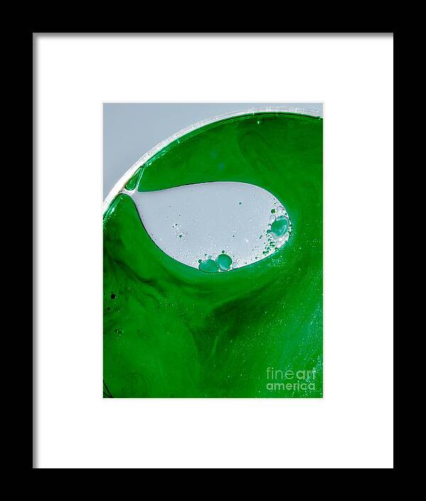 Green Framed Print featuring the photograph Green Chemicals Abstract by Michelle Cyr