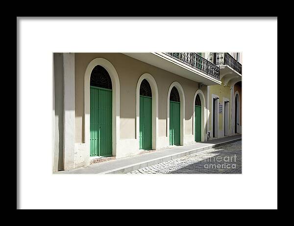 Green Framed Print featuring the photograph Green Doors by Timothy Johnson
