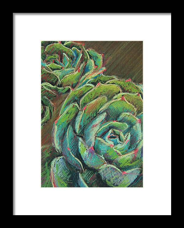 Echeveria Framed Print featuring the painting Green Echeveria by Athena Mantle