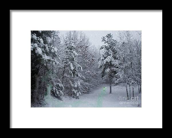 Snow Framed Print featuring the digital art Green Fairy Princess by Sandra Clark